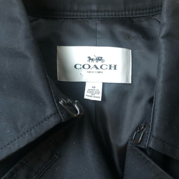Coach Short Double Breasted Trench Coat Sz. M Black Pockets Flawed Belt MIA - Picture 5 of 6